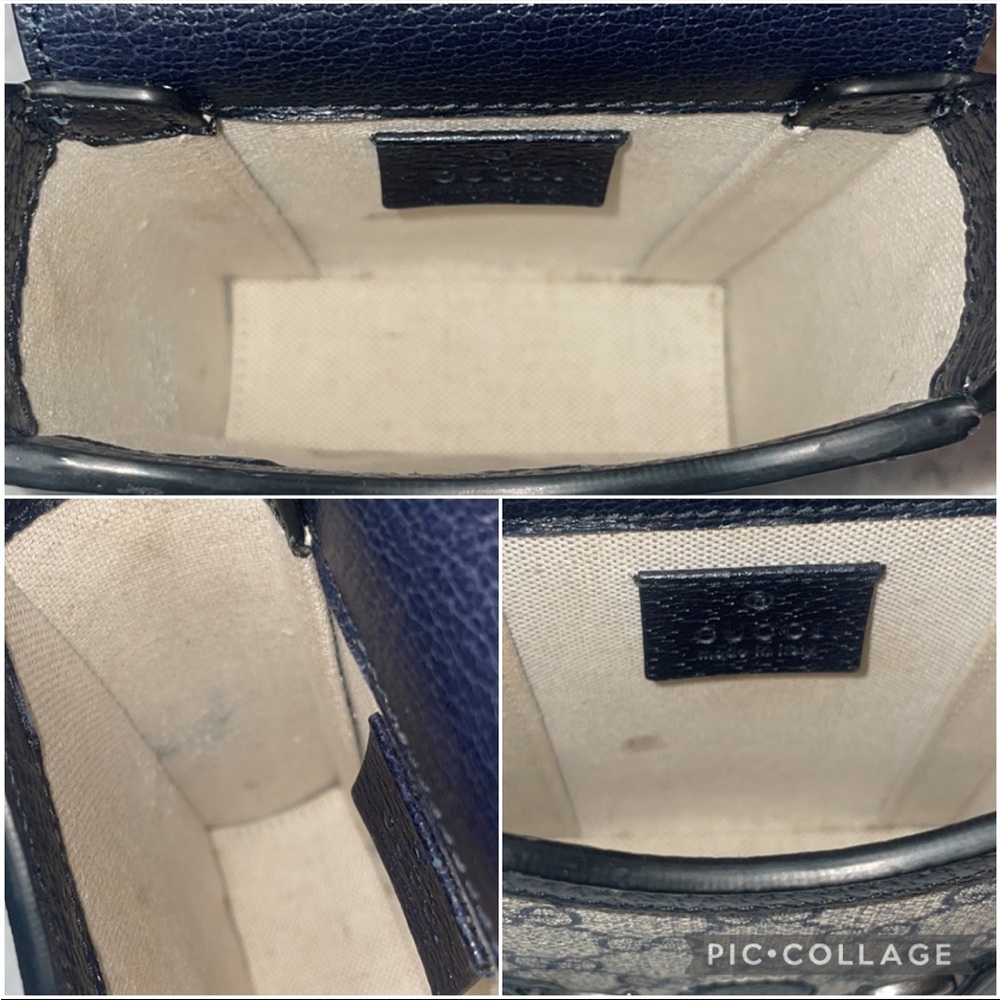 Gucci GG Guccissima 1955 Horsebit Mini Rectangle Crossbody Bag Navy Beige 625615 - Picture 13 of 17